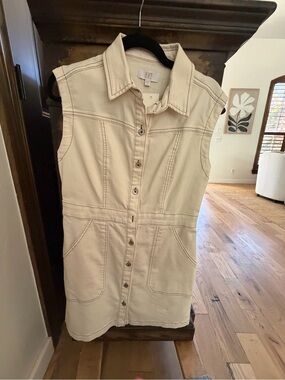 Kut from the Kloth Ivory Sleeveless Button-Front Dress